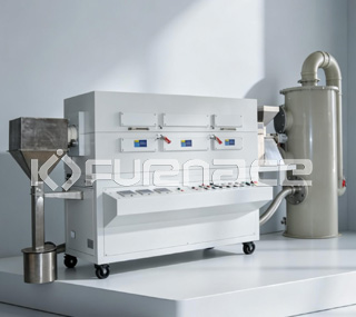 Continuous feeding and discharging rotary tube furnace