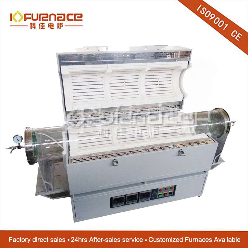 1200 degree three temperature zone tube vacuum furnace